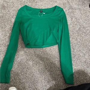 SHEIN Vibrant Green Long Sleeve Crop Top